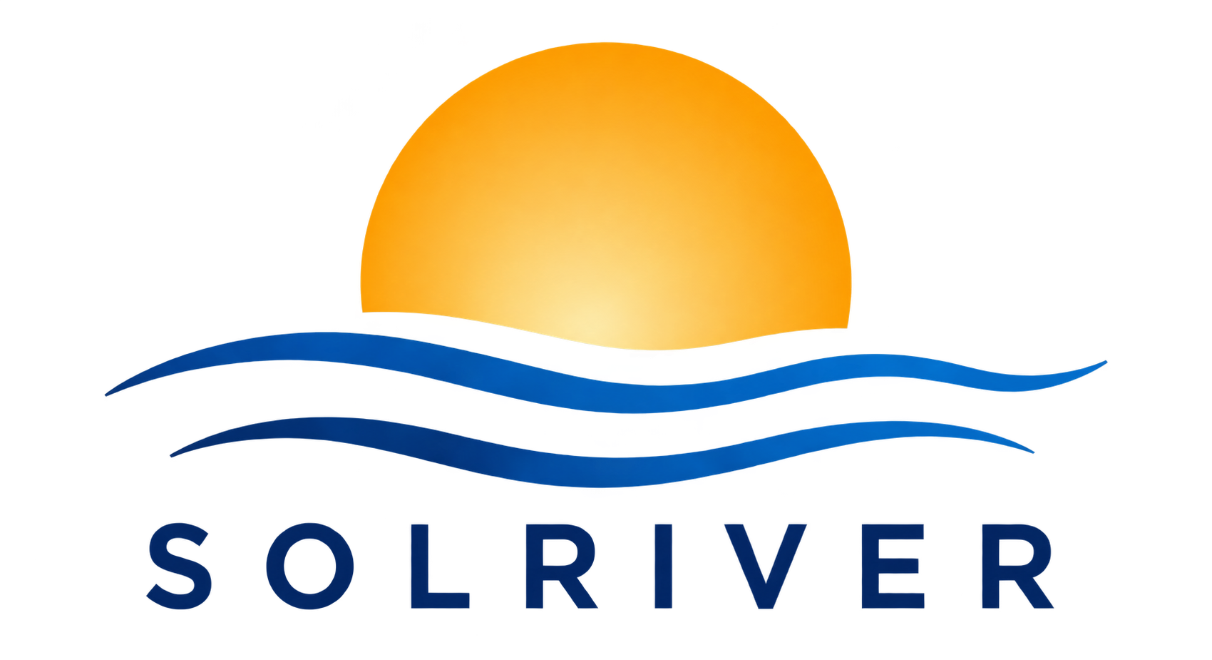 태양과 물결을 형상화한 Solriver 로고